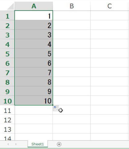 Excel2013 オートフィルオプションを利用した連番